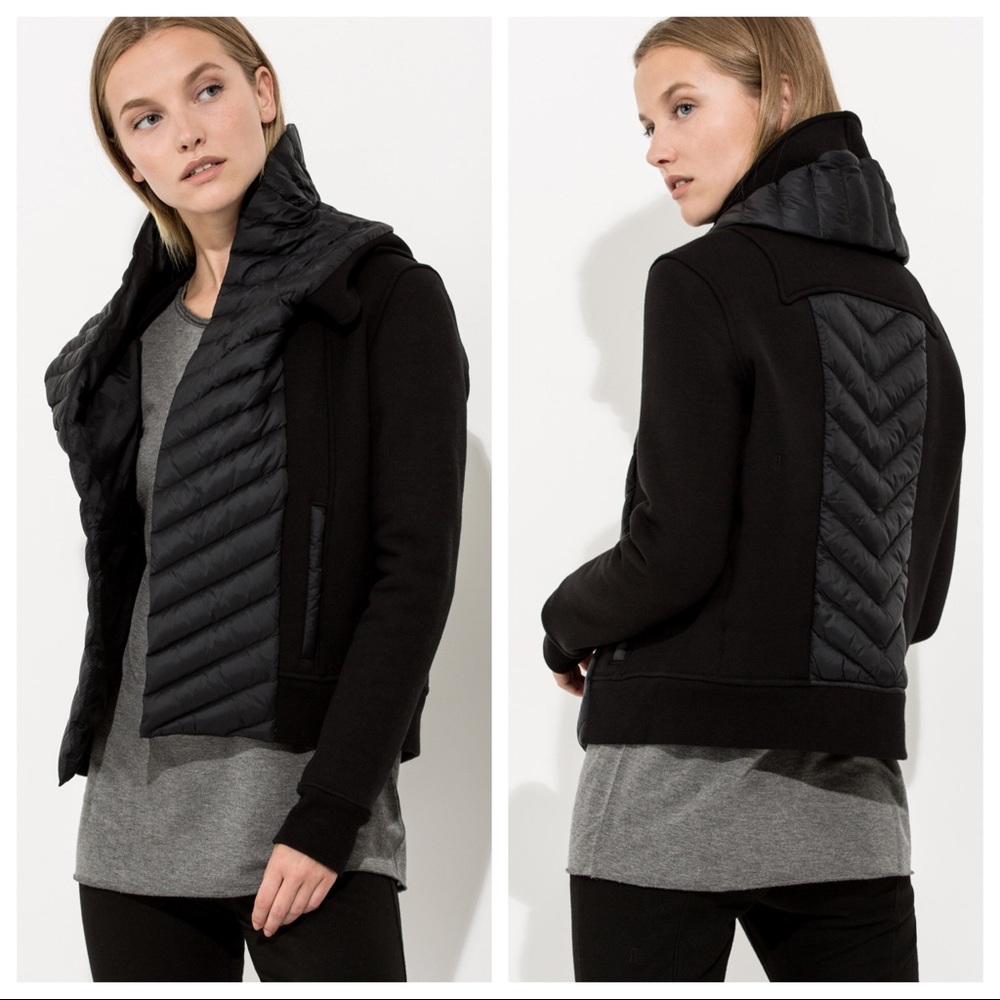 Kit & Ace Ella Wrap Jacket Black Quilted Down Fill